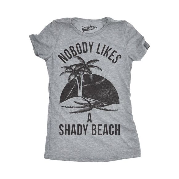Crazy Dog T-Shirts Tops - Womens Shady Beach Funny Shirts Cute Vacation Vintage Novelty Hilarious T shirt